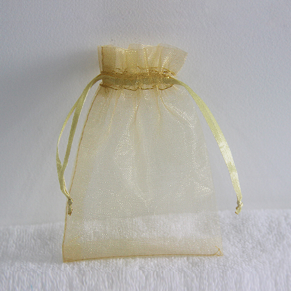 Gold transparent organza drawstring bag