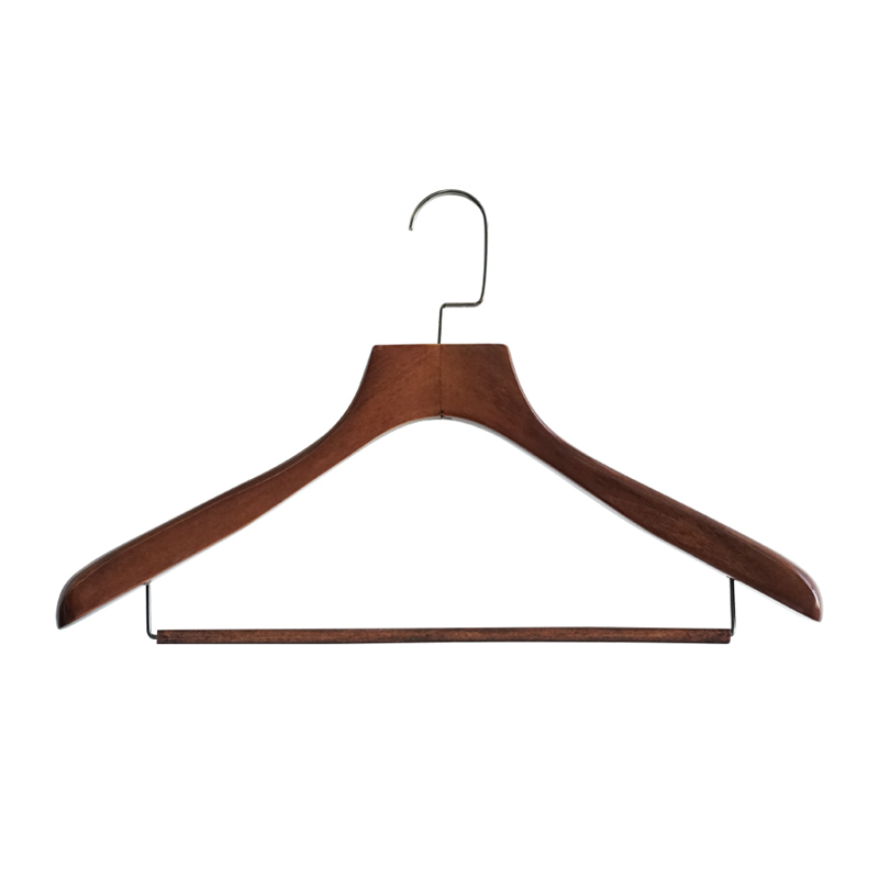 实木宽肩西装衣架（带裤杆）