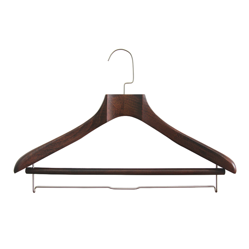 复古木纹宽肩西装衣架（带裤杆）